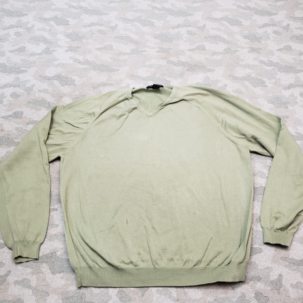 Vintage Brooks Brothers Sweater Mens Large Green V-Neck Long Sleeve